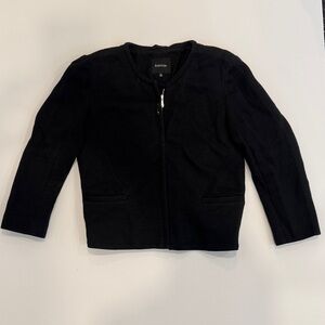 Babaton Black Collarless Zip Jacket | Structured Minimalist Blazer